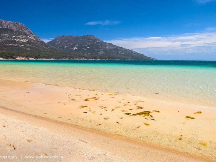 The amazing beach of the Great Oyster Bay in Tasmania